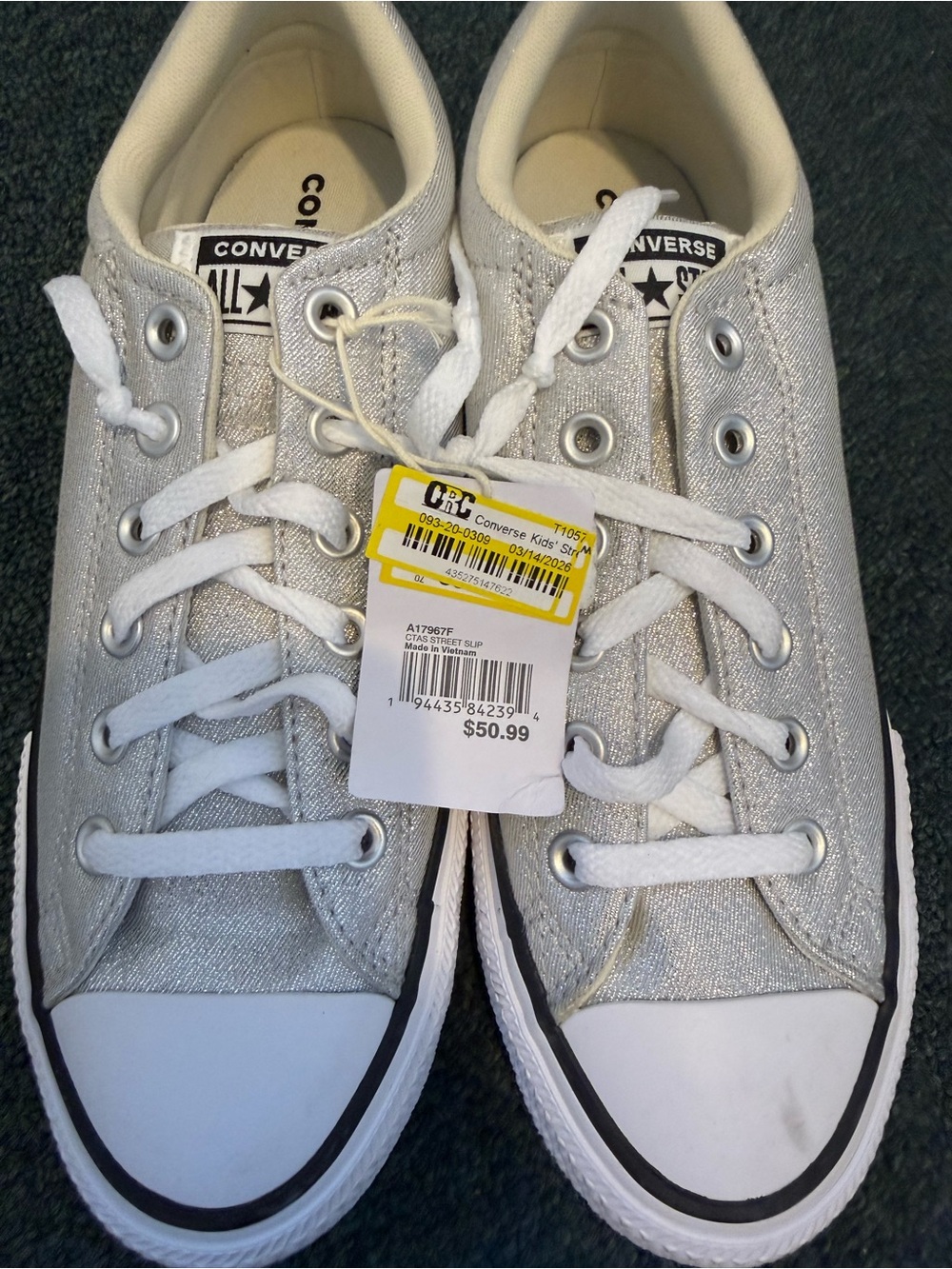 Converse Kids Silver Low-Top Glitter Sneakers